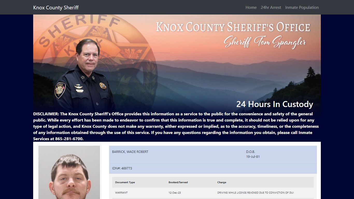 Knox County Tennessee - Sheriff - 24 Hour Arrests
